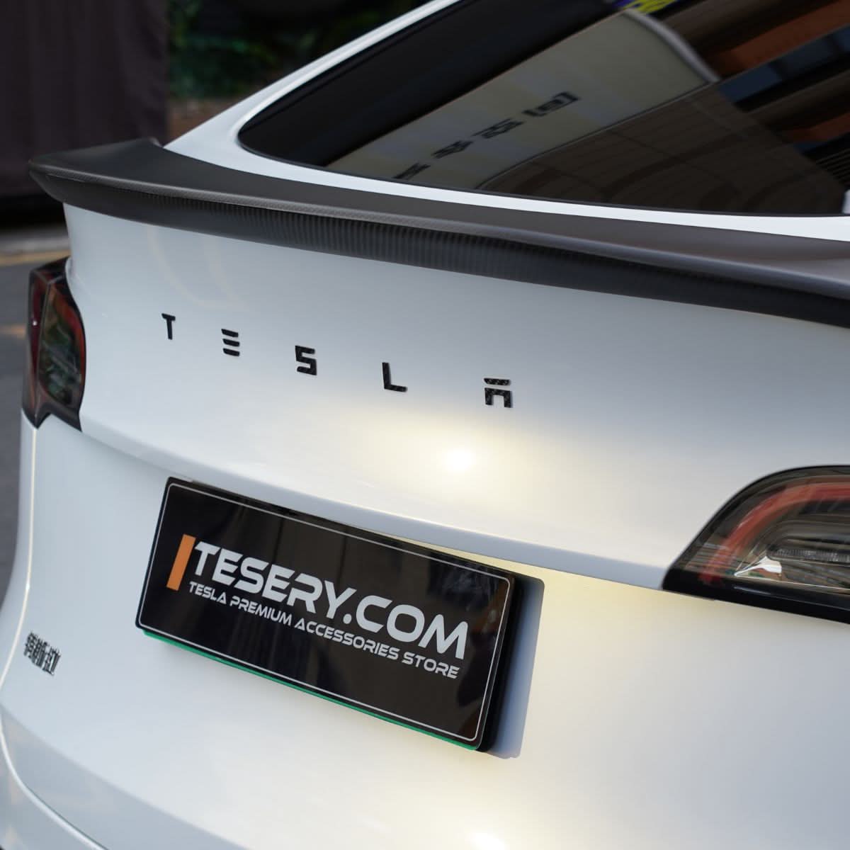 TESERY Logo Cover Front Badge Rear Letters Emblem for Tesla Model 3 / Y - Real Carbon Fiber Exterior