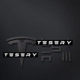 TESERY Logo Cover Front Badge Rear Letters Emblem for Tesla Model 3 / Y - Real Carbon Fiber Exterior