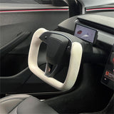 TESERY Model 3 Highland & Model Y Juniper Yoke Plaid Steering Wheel 【White Leather】