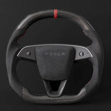TESERY Alcantara Carbon Fiber Steering Wheel for Model 3 Highland / Model Y Juniper