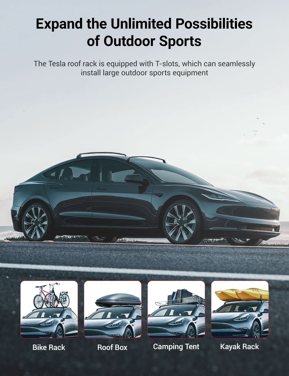 TESERY Roof Rack for Tesla Model 3 Highland / Model Y (Set of 2)