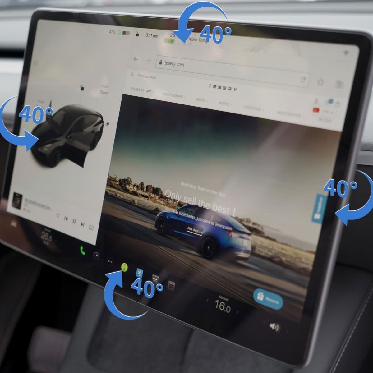 4 Way Adjustable Swivel Screen Mounting Kit For Model Y Juniper / Model 3 Highland - Upgrade Version | TESERY