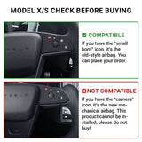 TESERY Touch Horn Plaid Round Steering Wheel Replacement for Tesla Model S / X 2021-2023