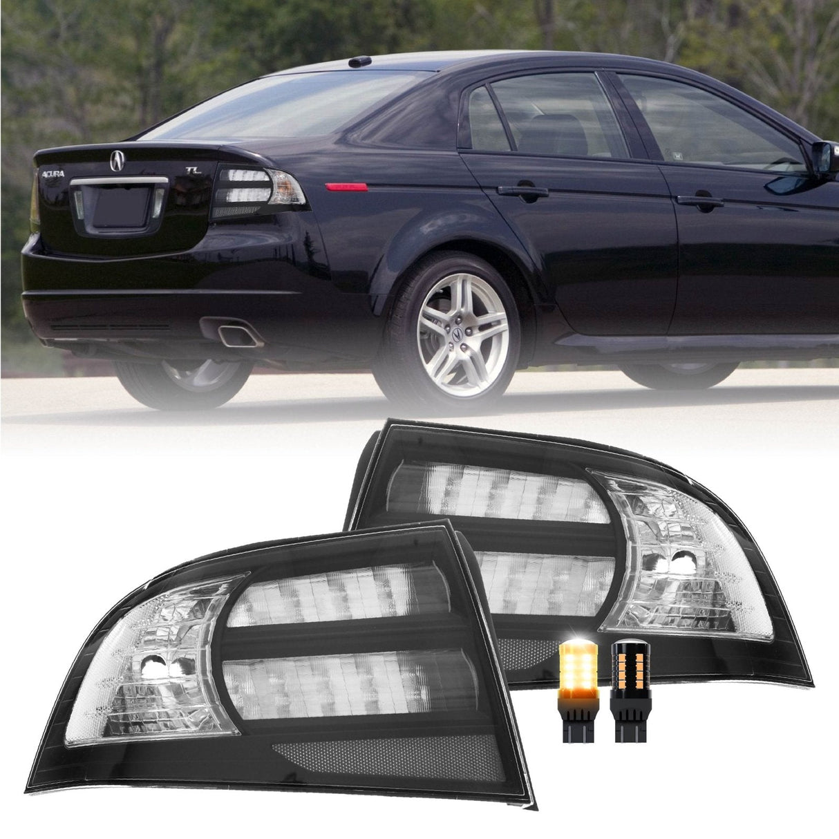 2004-2008 Acura TL Black Smoke Tail Lights Set