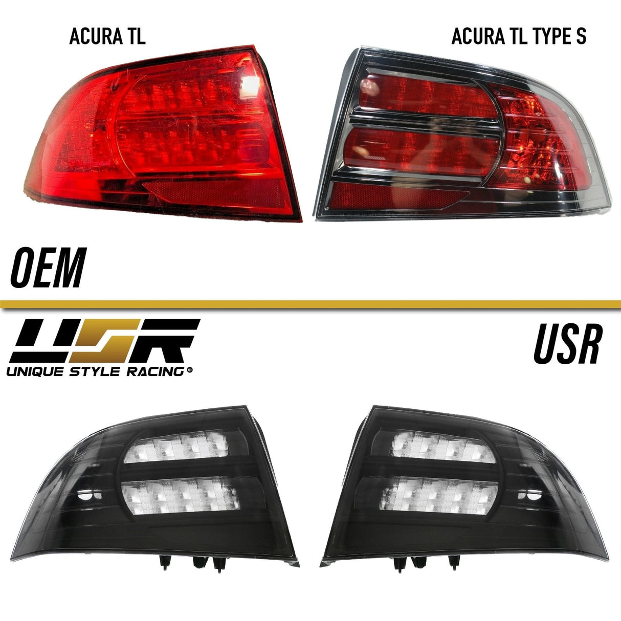 2004-2008 Acura TL Black Smoke Tail Lights Set