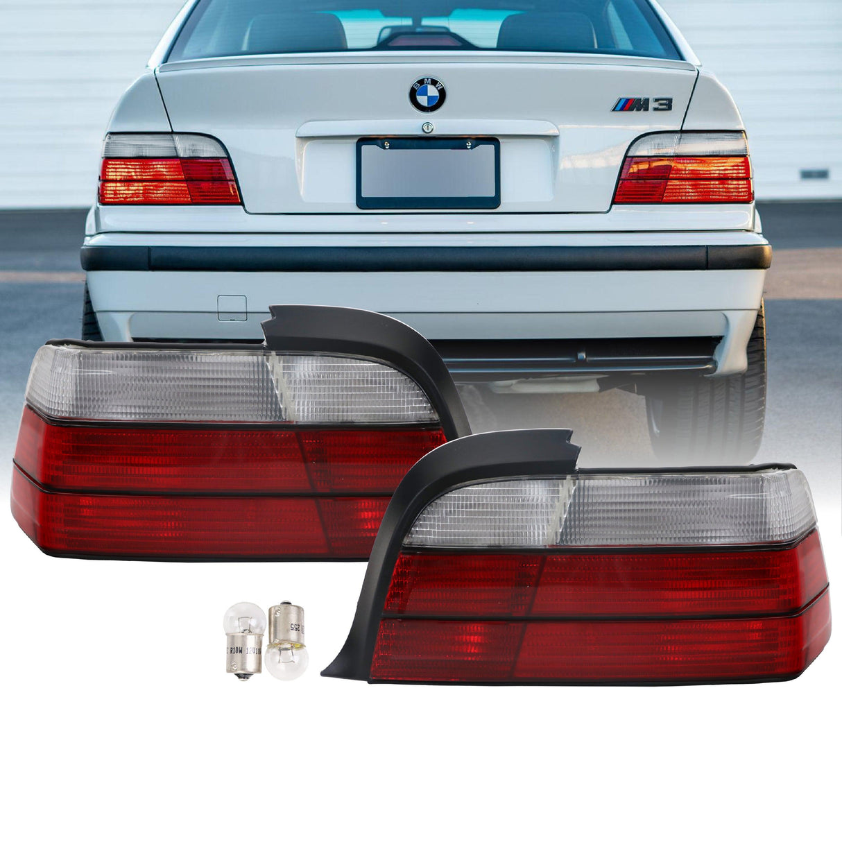 1992-1999 BMW E36 Red/Clear Tail Lights