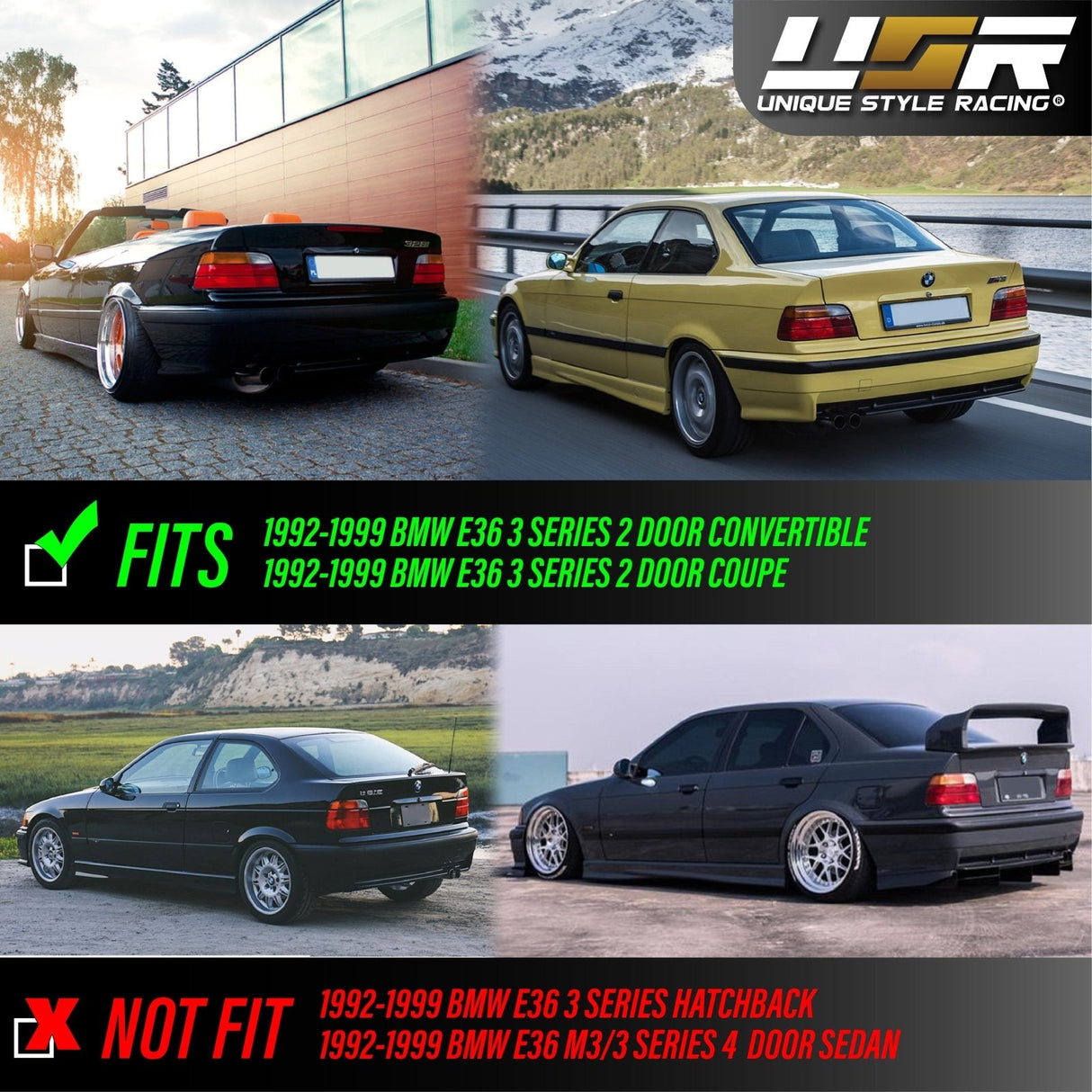 1992-1999 BMW E36 2D/Cabrio Red/Smoke Tail Lights