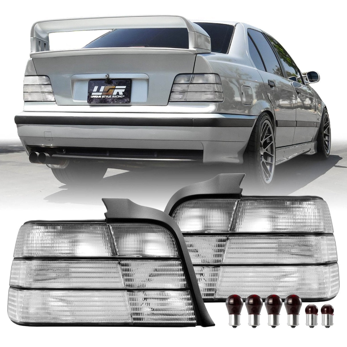 1992-1998 BMW E36 4 Door All Clear Tail Lights