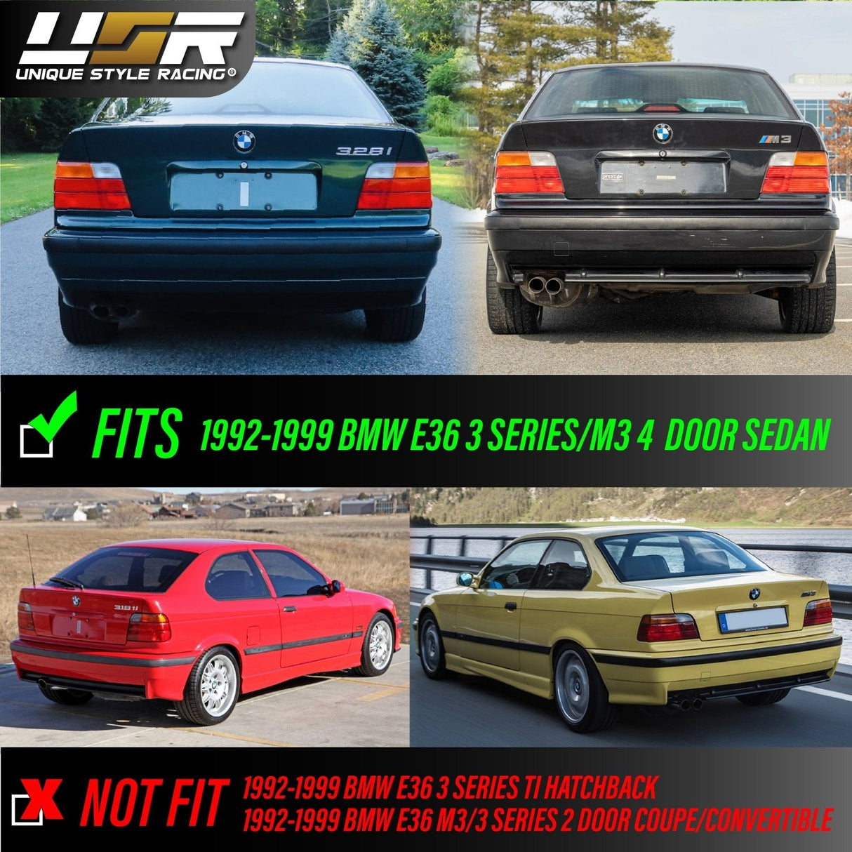 1992-1999 BMW E36 4D Smoke Tail Lights