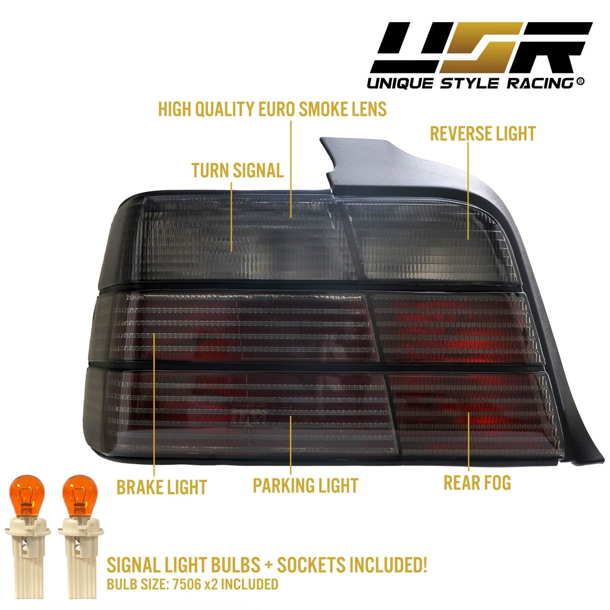 1992-1999 BMW E36 4D Smoke Tail Lights