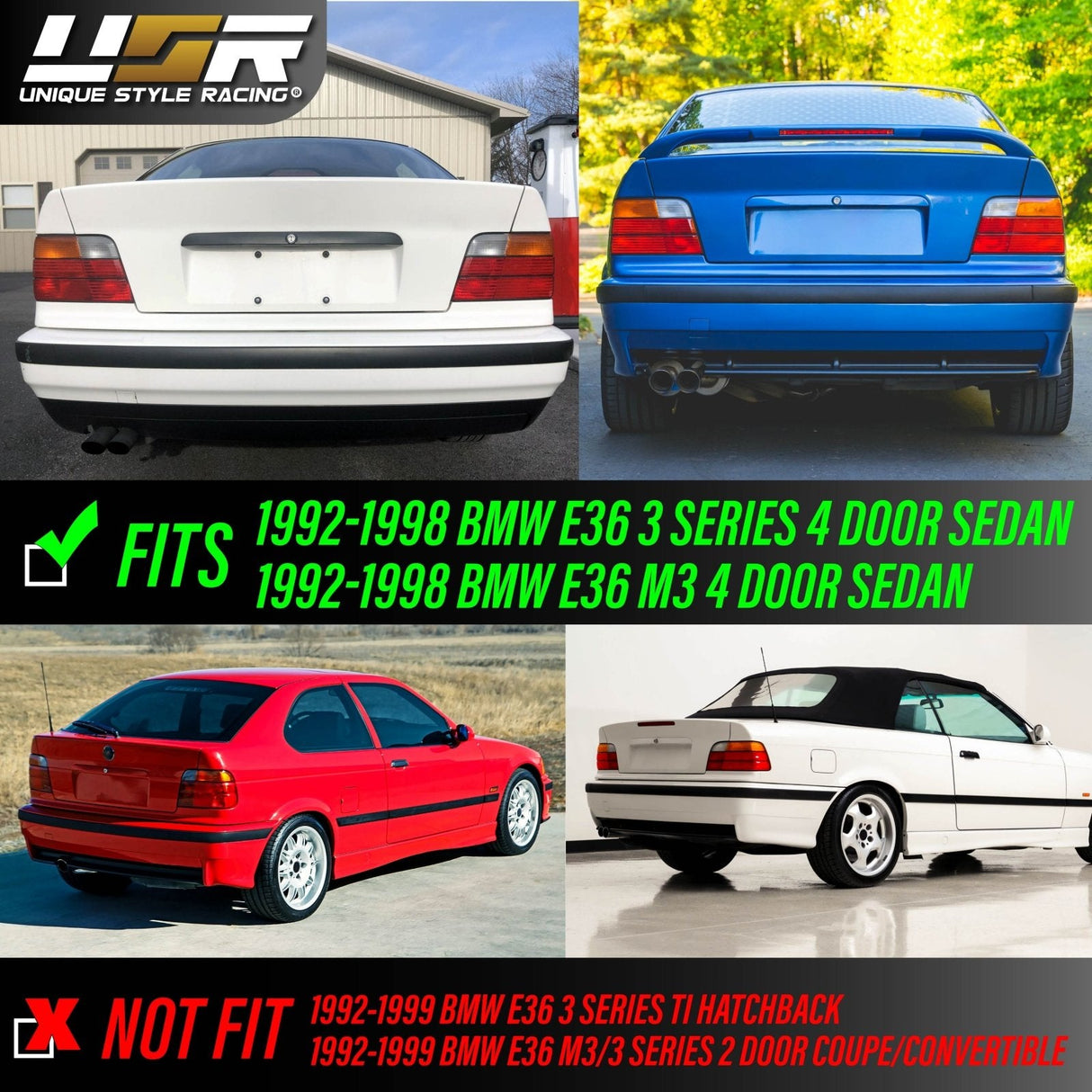 1992-1999 BMW E36 4D Smoke Tail Lights