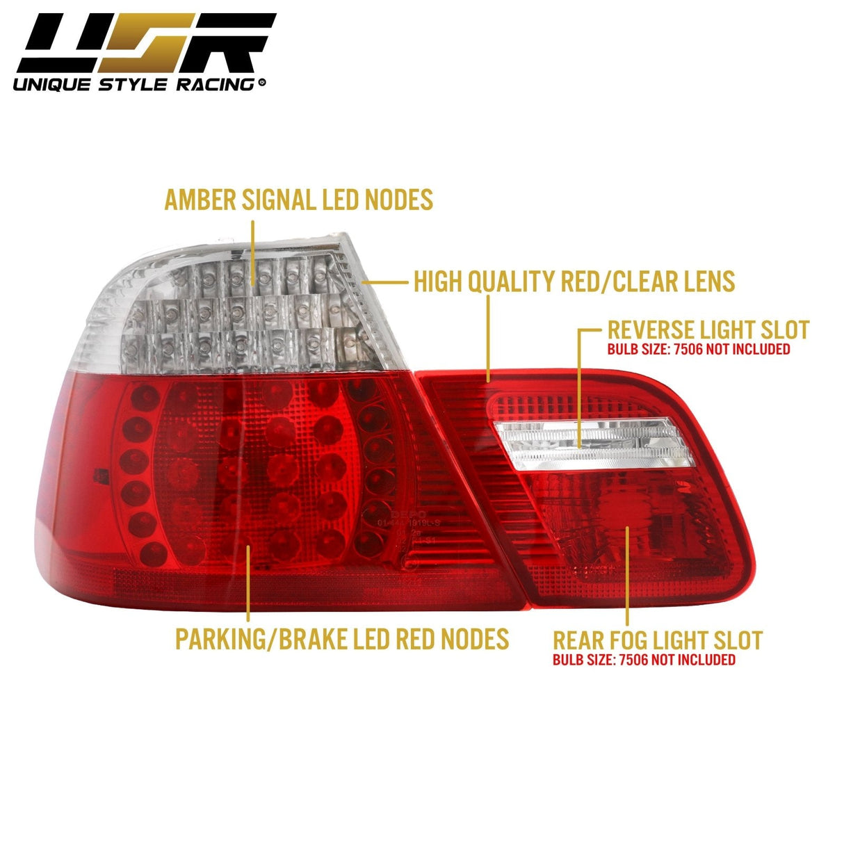 1999-2003 BMW E46 Red/Smoke LED Tail Lights - 4 Pieces