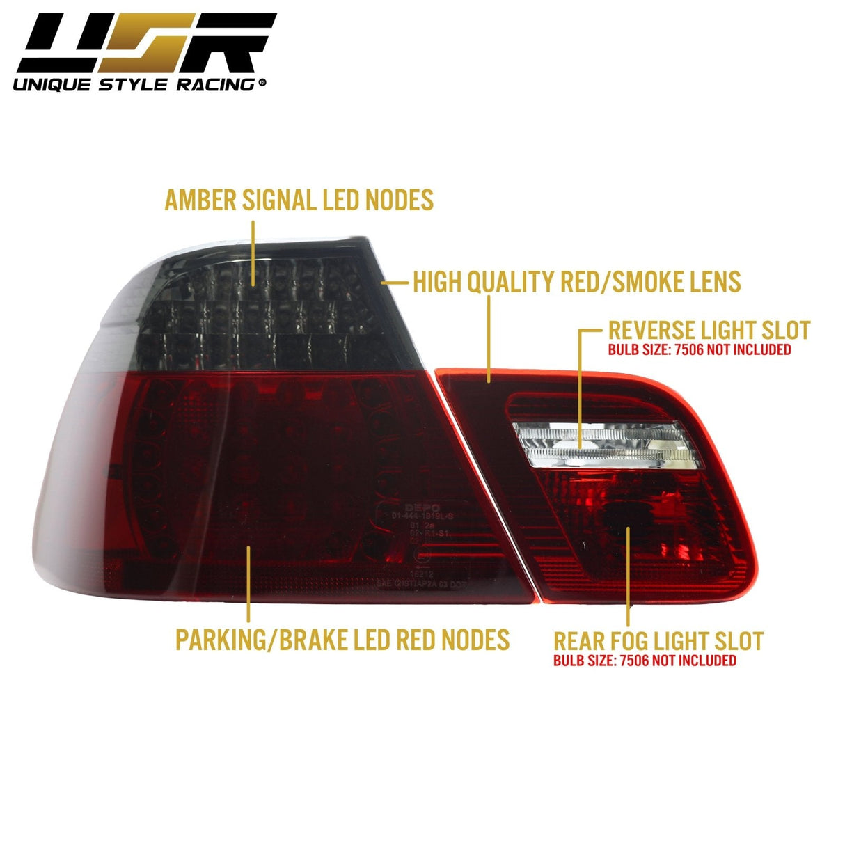 1999-2003 BMW E46 Red/Smoke LED Tail Lights - 4 Pieces
