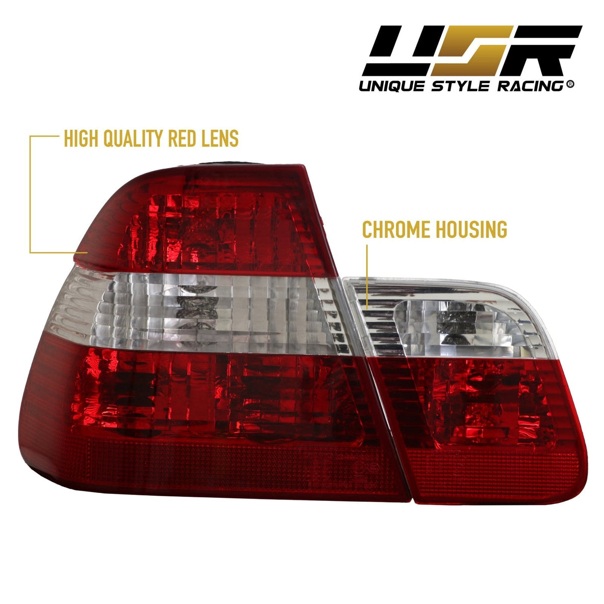 2002-2005 BMW E46 4D Red/Smoke/Red 4pcs Tail Lights