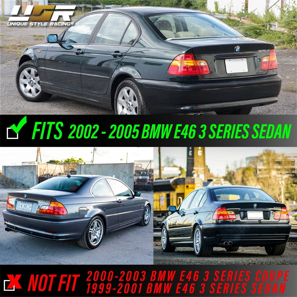 2002-2005 BMW E46 4D Red/Smoke/Red 4pcs Tail Lights