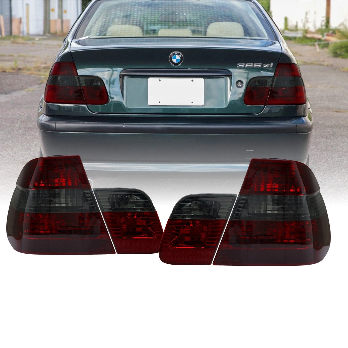2002-2005 BMW E46 4D Red/Smoke/Red 4pcs Tail Lights
