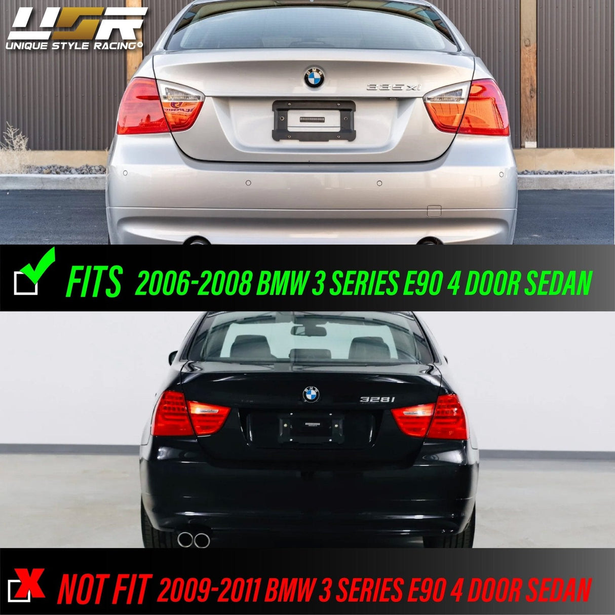 2006-2008 BMW E90 Blackline Style Dark Red Smoke Tail Lights