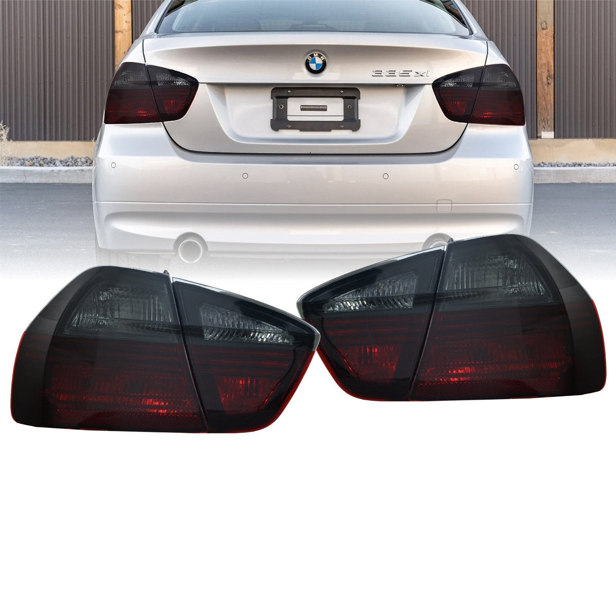 2006-2008 BMW E90 Blackline Style Dark Red Smoke Tail Lights