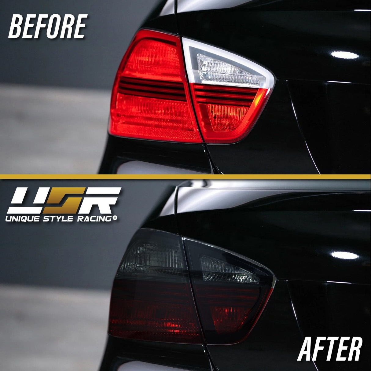 2006-2008 BMW E90 Blackline Style Dark Red Smoke Tail Lights
