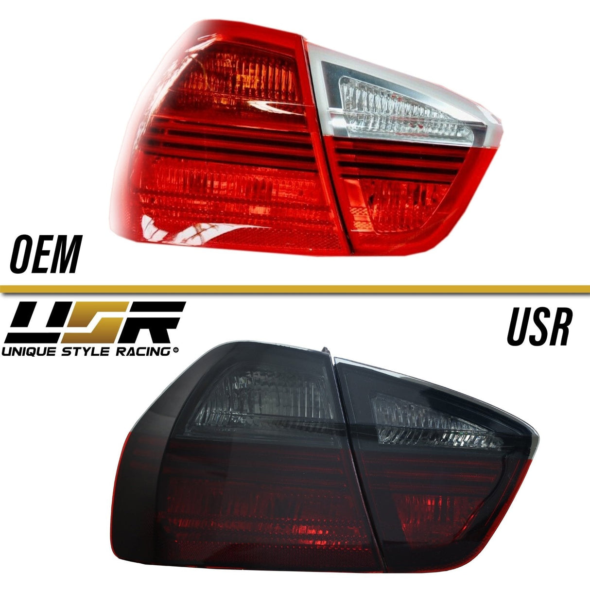 2006-2008 BMW E90 Blackline Style Dark Red Smoke Tail Lights