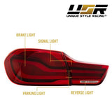 2014-2017 BMW 4 Series OE Style LED Light Bar Red Lens 4pcs Tail Light