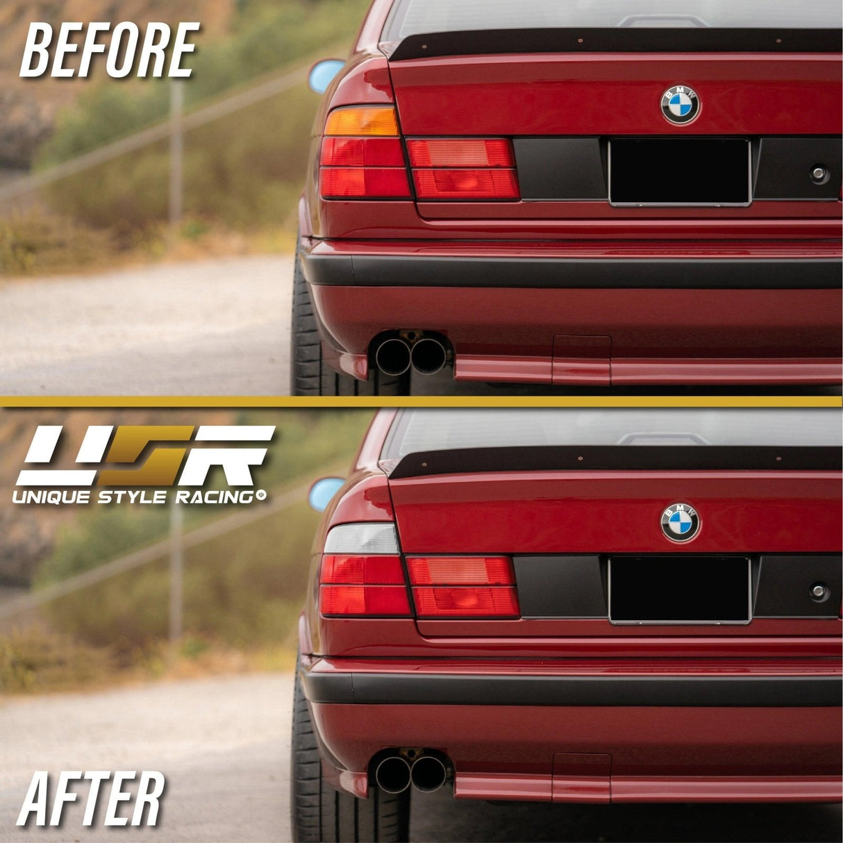 1989-1996 BMW E34 5 Series Red/Clear Tail Lights