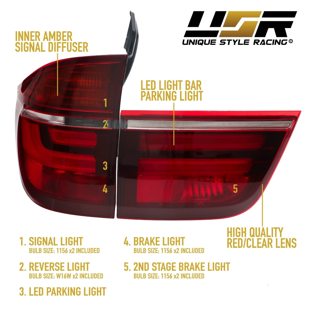 2007-2012 BMW X5 E70 LCI Style Smoke LED Tail Lights