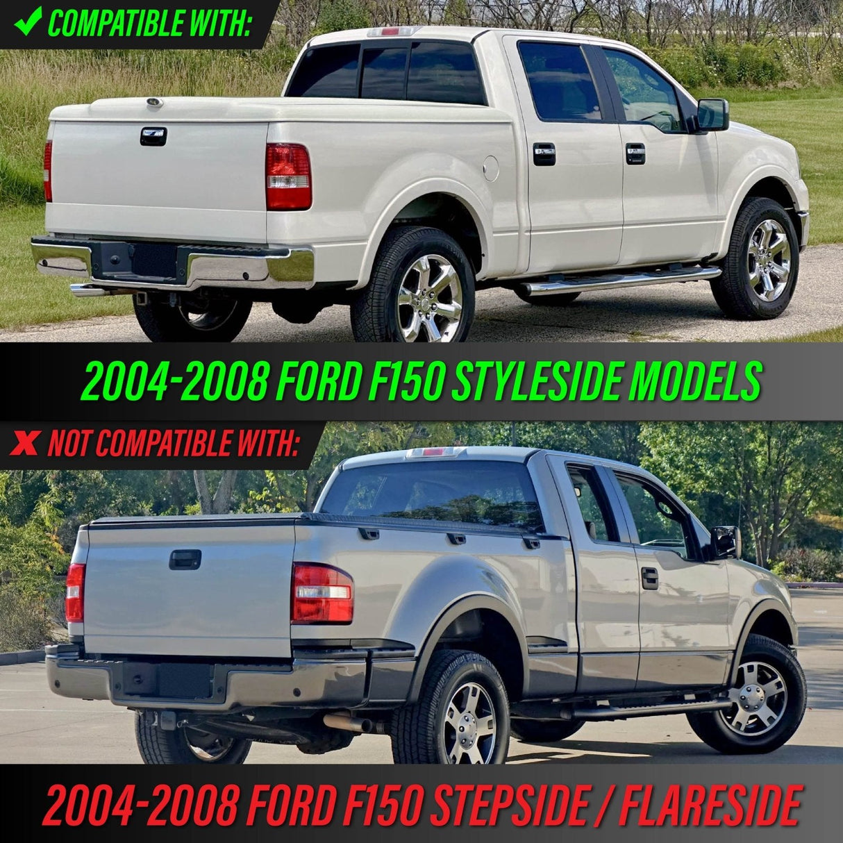 2004-2008 Ford F150 DM Style LED Black Tail Lights Set