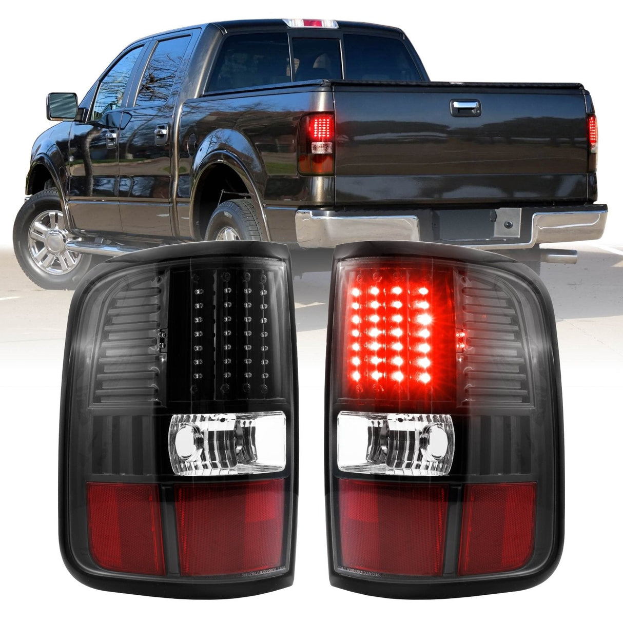 2004-2008 Ford F150 DM Style LED Black Tail Lights Set