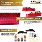 1998-2000 Honda Accord 4dr Red/Clear LED Tail Lights