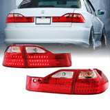 1998-2000 Honda Accord 4dr Red/Clear LED Tail Lights