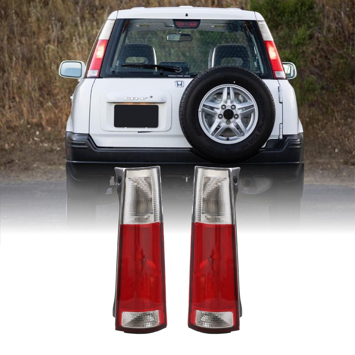 1997-2001 Honda CRV Red/Clear Tail Lights