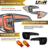 2016-2018 Honda Pilot All Clear Rear Tail Lights Set