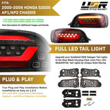 2000-2009 Honda S2000 Black/Smoke LED Tail Lights