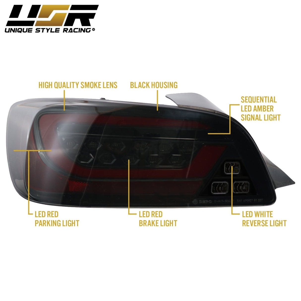 2000-2009 Honda S2000 Black/Smoke LED Tail Lights