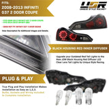 2008-2013 Infiniti G37 Maxzone Style Black Housing Clear Lens Tail Lights