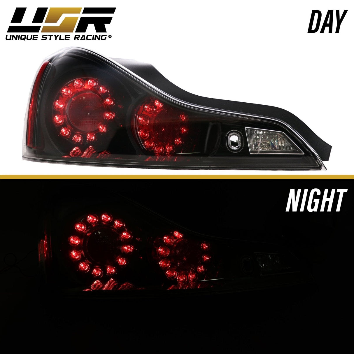 2008-2013 Infiniti G37 Maxzone Style Black Housing Clear Lens Tail Lights