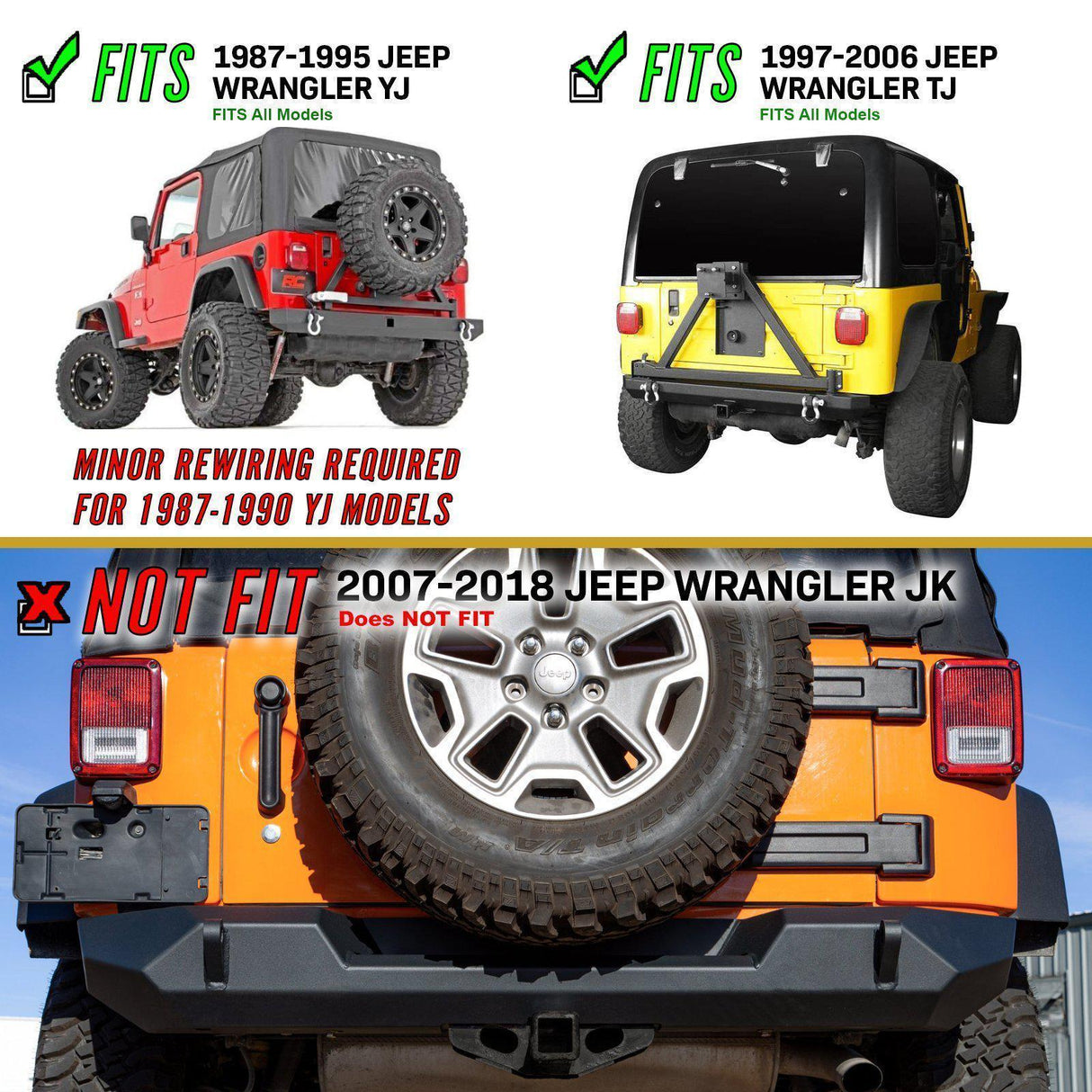 1997-2006 Jeep TJ & YJ Wrangler Smoke Tail Lights