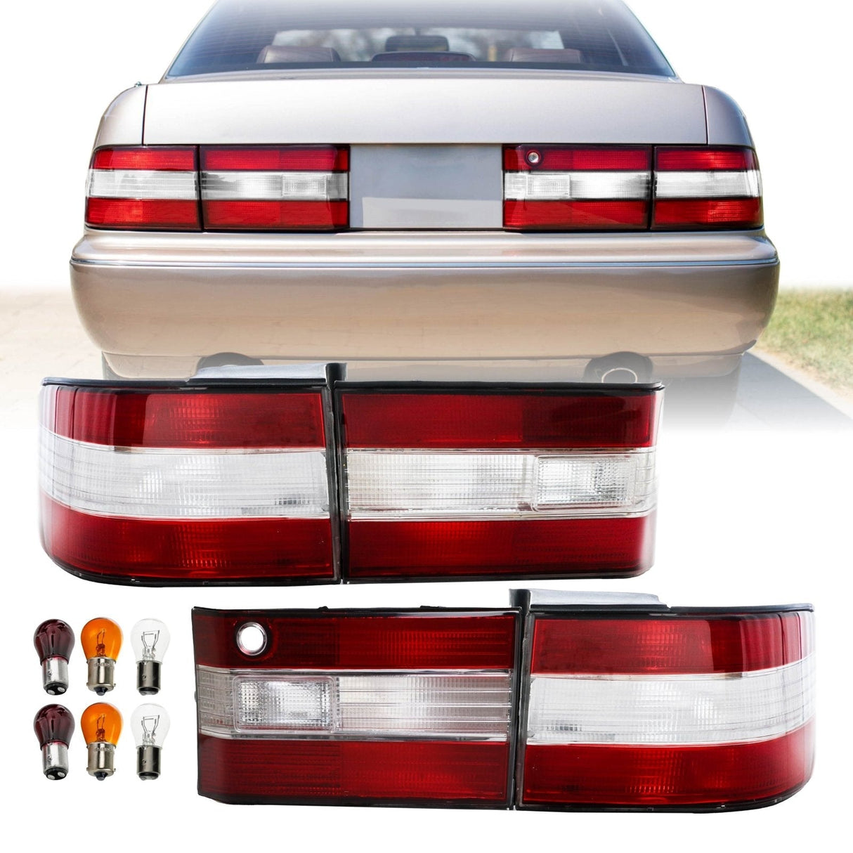 1990-1994 Lexus LS400 JDM Look Red/Clear/Red Tail Lights