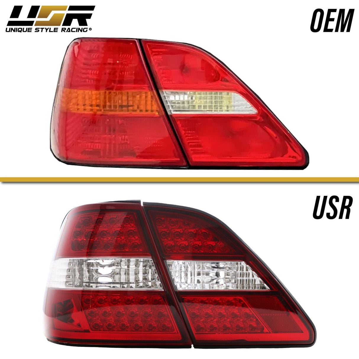 2001-2003 Lexus Ls430 Red/Clear Led Tail Lights Set - 4 Pieces