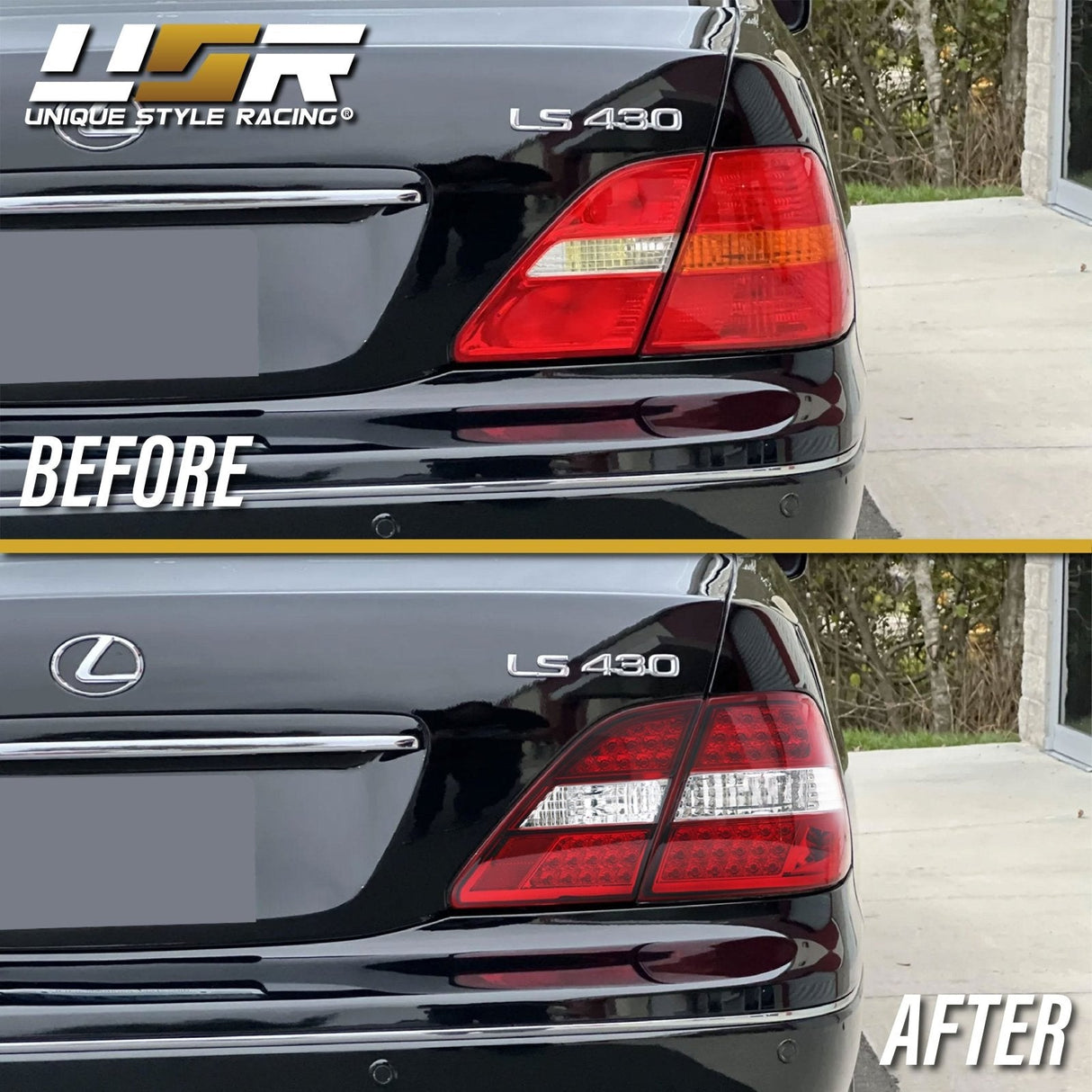 2001-2003 Lexus Ls430 Red/Clear Led Tail Lights Set - 4 Pieces