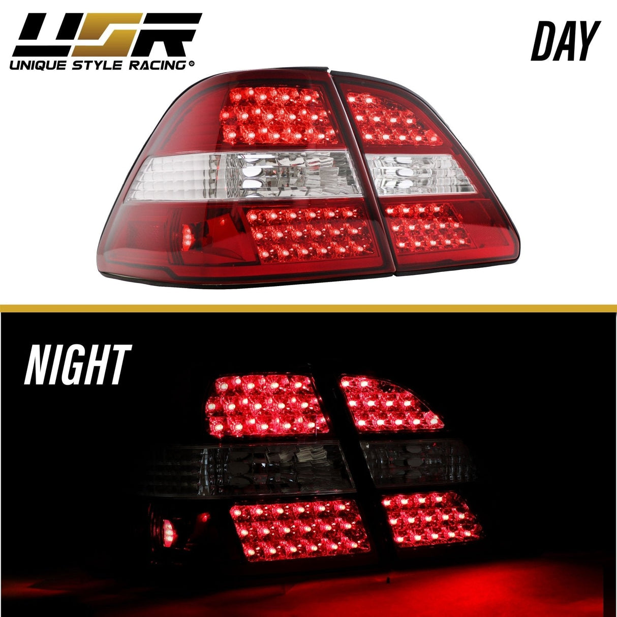2001-2003 Lexus Ls430 Red/Clear Led Tail Lights Set - 4 Pieces