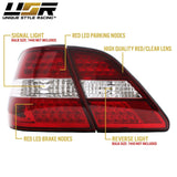 2001-2003 Lexus Ls430 Red/Clear Led Tail Lights Set - 4 Pieces