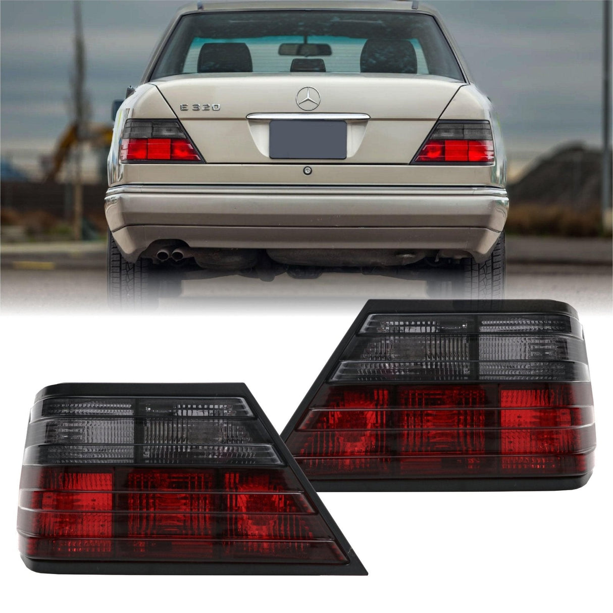 1986-1995 Mercedes W124 Red/Smoke Tail Lights
