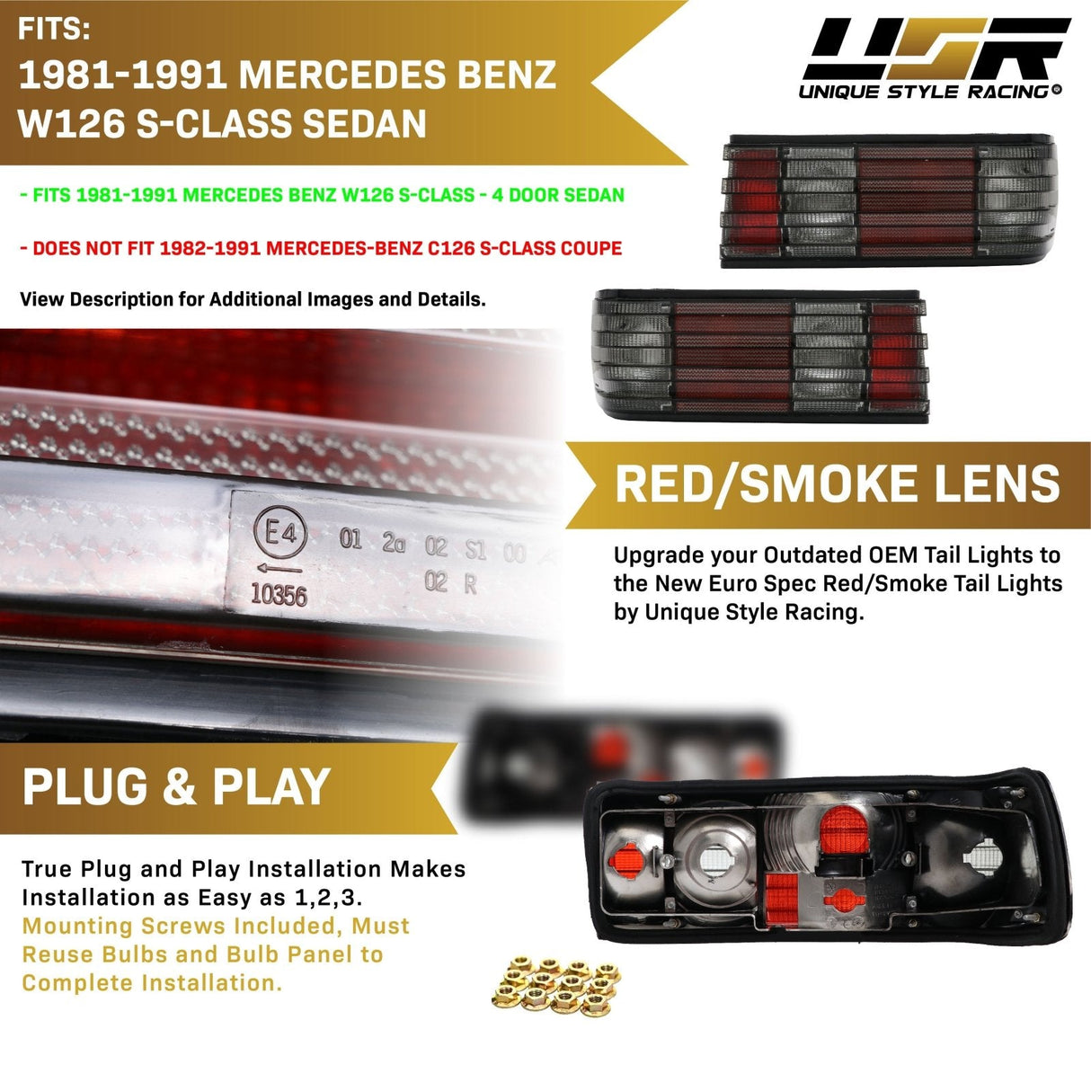 1981-1991 Mercedes W126 S-Class Smoke Tail Lights