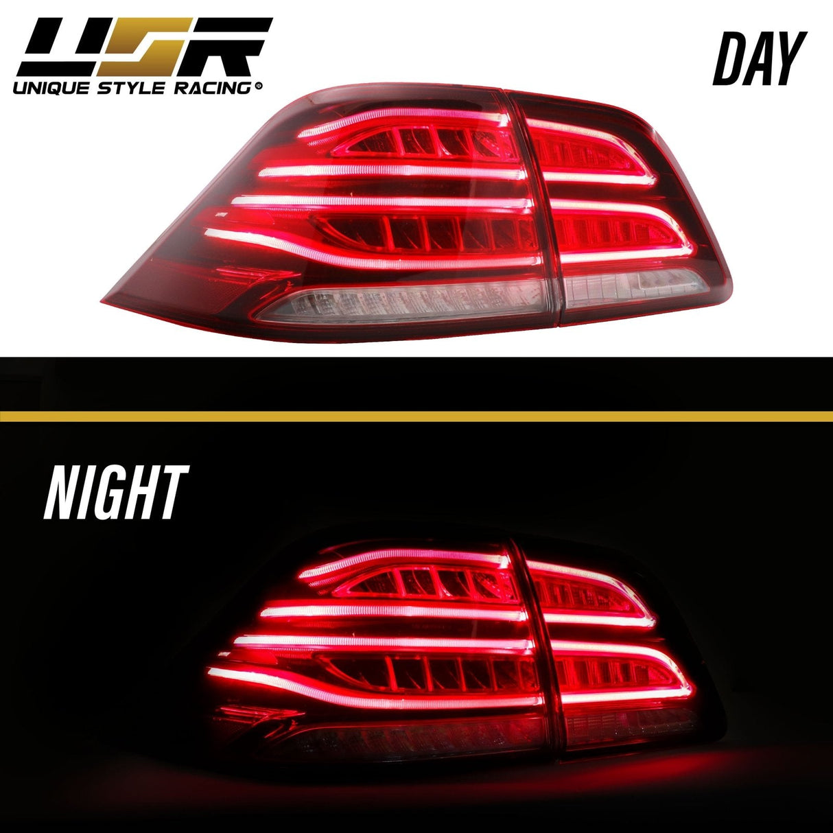 2012-2015 Mercedes W166 M Class GLE Look 4pcs Red/Clear LED Tail Lights