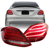 2015-2018 Mercedes W205 C Class AMG Style Red/Clear Full LED Tail Lights