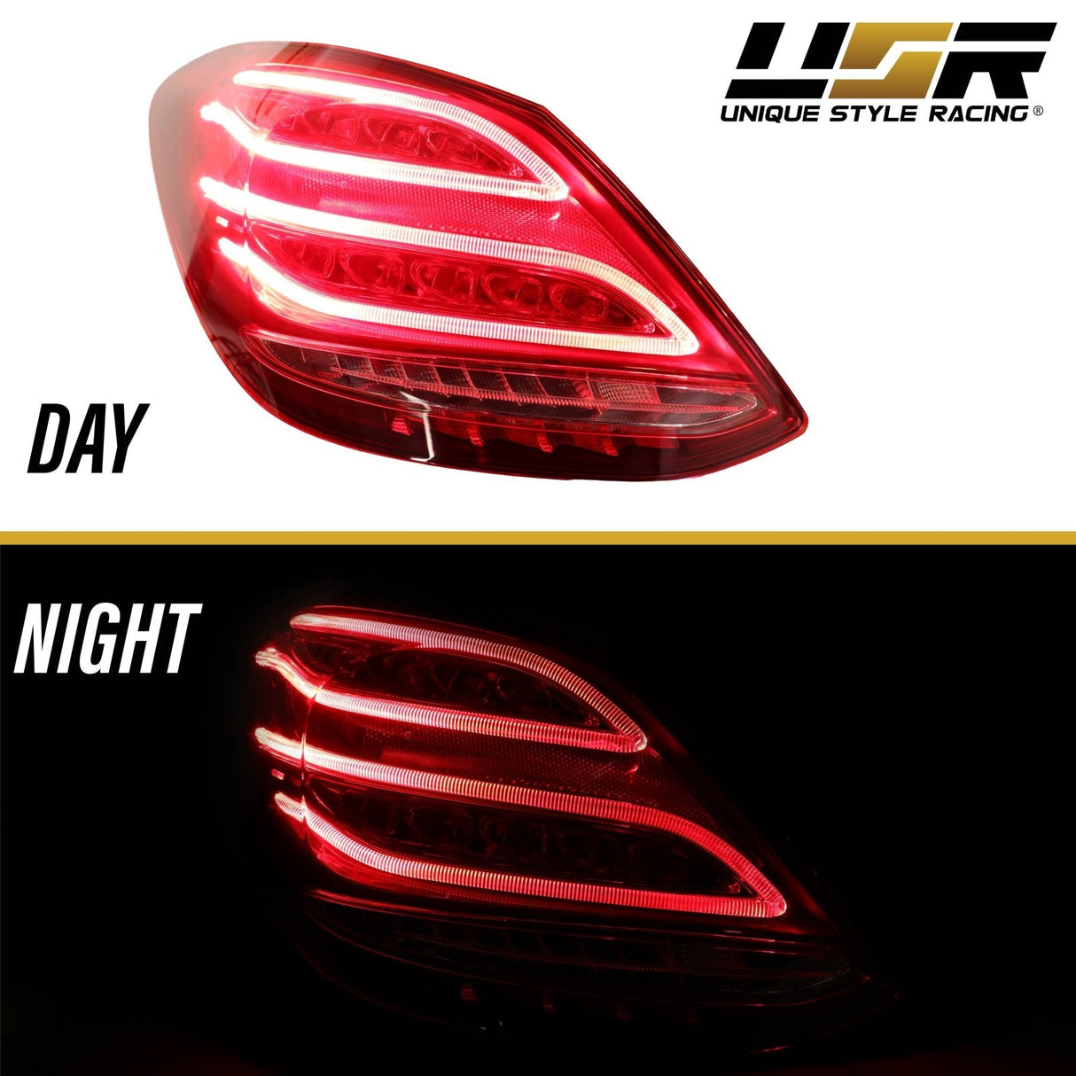2015-2018 Mercedes W205 C Class AMG Style Red/Clear Full LED Tail Lights