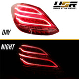 2015-2018 Mercedes W205 C Class AMG Style Red/Clear Full LED Tail Lights