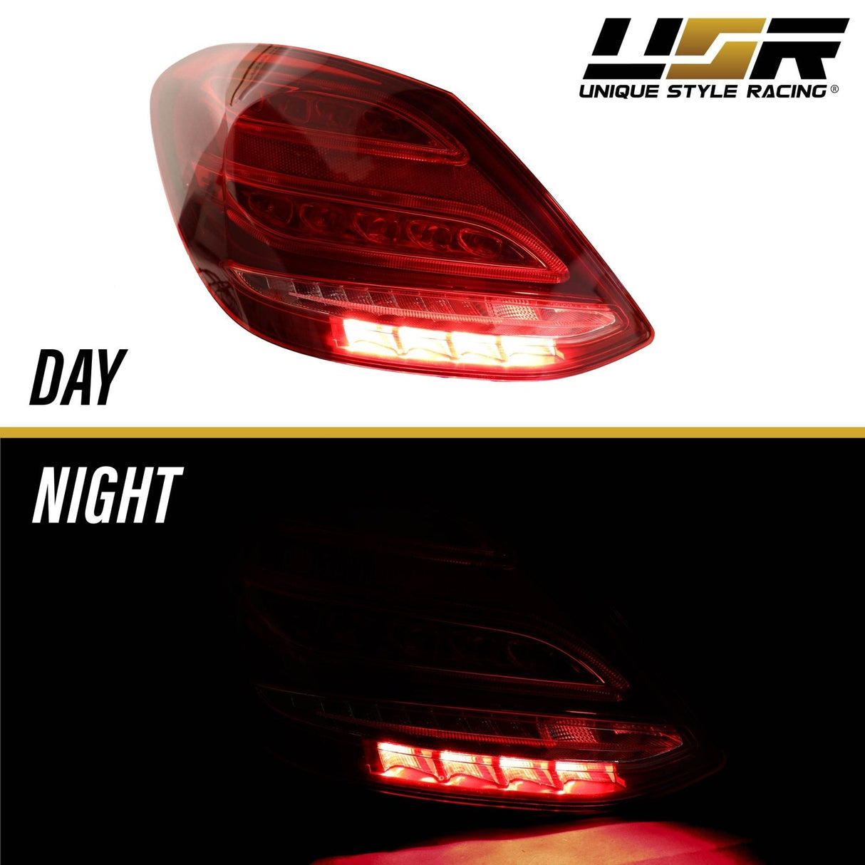 2015-2018 Mercedes W205 C Class AMG Style Red/Clear Full LED Tail Lights